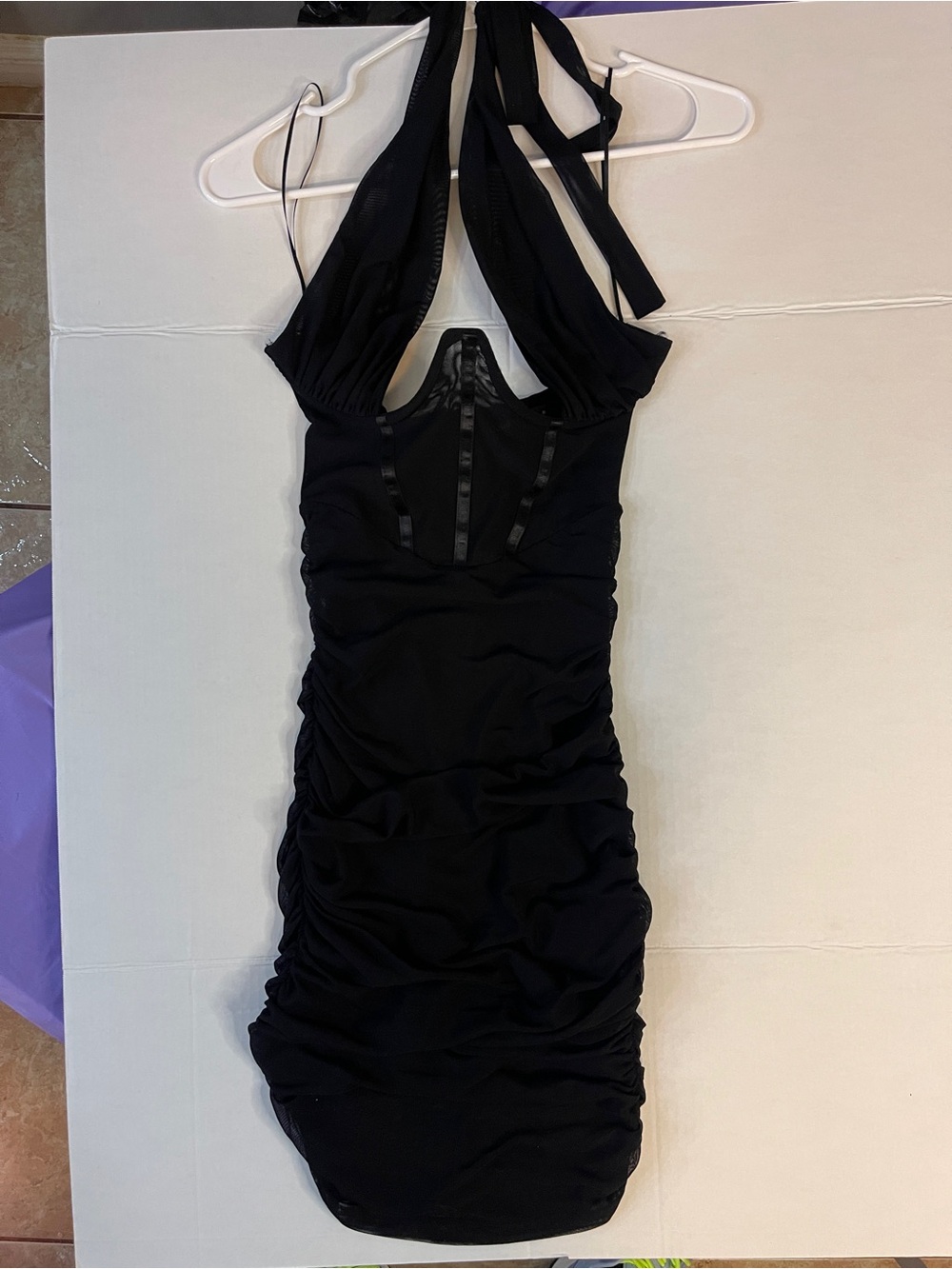 Black Halter Ruched Bodycon Dress - Women